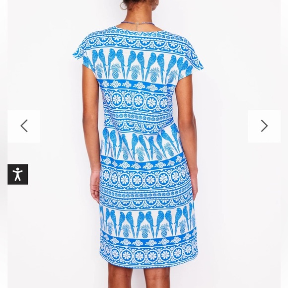 Boden Leah Jersey Cotton T-shirt Dress cerulean blue ornate tropic NWT SZ 8P - Picture 3 of 7